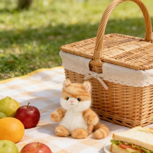PEACH CAT Cat Stuffed Animal Cute Kitten Plushies Small Plush Toys Gifts for Kids Yellow (Squeaky) - style: Orange Cat
