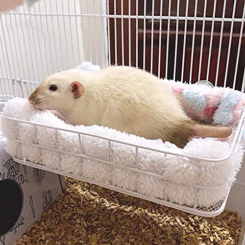 All-Metal Chew-Proof Rat Cage Platforms Chinchilla Ledge for Ferret | Sturdy Chew Resistant Ledge Ramp for Sugar Glider Squirrel, Easy Install Metal Cage Accessories for Rodents - color: White