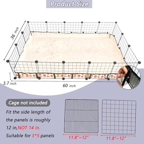 Guinea Pig Cage Liner，Washable Waterproof Oxford Cloth Cage Liners for Small Animals,Hamster Chinchilla Hedgehog Rabbit and Other Small Animals Not Include Cage(36x60 inches) - size: C&C 3x5(36x60 inches)