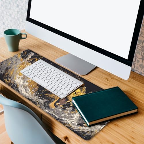 Lion Roaring Desk Mat Gaming Mouse Pad Cool Animal Black Gold Wildlife XL Mouse Pad Large Mousepad Extended Laptop Keyboard Mat Gaming Desk Pad Mouse Mat Office Computer Keyboard Laptop Home - color: Lion Roaring, size: 31.5L x 11.8W inches