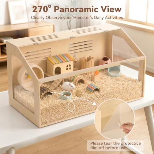 Hamster Cage, 48x20x20 Hamster Tank with Acrylic Viewing Panels, Openable Top & Water-Resistant Base for Fancy Rat, Gerbil, Extra Large - size: 48.0"L x 20.0"W x 20.0"H