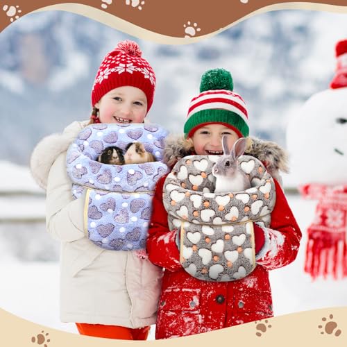 2 Pcs Guinea Pig Hideouts Guinea Pig Bed Washable Bunny Bedding Cuddle Warm Small Pet Sack Supplies Portable Pet Carrier Cage Nest Accessories for Cage(Gray, Pink,Heart) - color: Gray, Pink