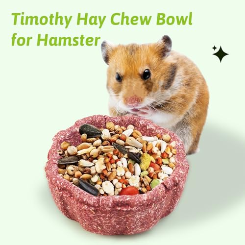 BNOSDM 3 Pcs Hamster Edible Premium Timothy Hay Chew Bowl Purple Sweet Potato Blend Rabbit Treats for Teeth Chewing Chinchilla Chew & Decor Toys for Syrian Dwarf Hamsters Gerbils Mice - color: 3PCS-Timothy & Sweet Potato