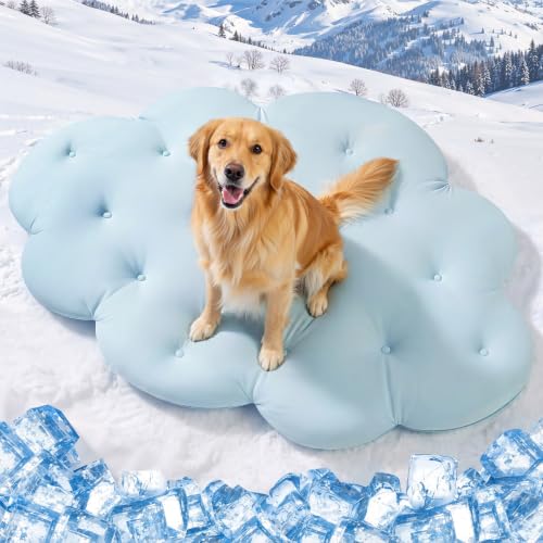 Q-Max>0.5 Dog Cooling Mat (Cool&Warm), 53''×40'', XL, Cloud Sky Blue | Double-Sided Self-Cooling Mat for Dog, Pet Cool Pads for Summer, Crate, Kennel, Machine Washable, Cat Cool Bed, Non-Gel - color: Cloud-Sky Blue, size: XL