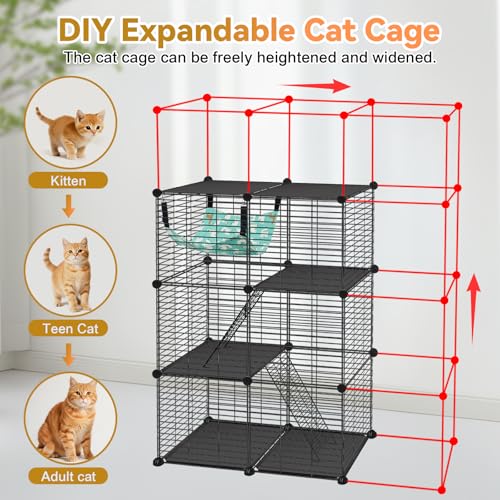 VISCOO Cat Cage(for Kitten), 3-Tier DIY Catio Cat Enclosures, 24"x16"x 36" - size: 16.5"L x 12.6"W x 4.3"H