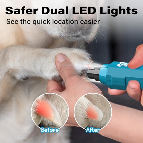 Casfuy 6-Speed Dog Nail Grinder - Newest Enhanced Pet Nail Grinder Super Quiet Rechargeable Electric Dog Nail Trimmer Painless Paws Grooming & Smoothing Tool for Large Medium Small Dogs (Bright Blue) - color: E-Bright Blue