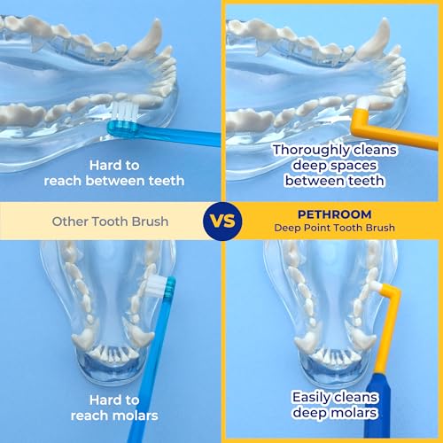 PETHROOM Pet Toothbrush for Cats & Dogs, 4mm Precision Head (Deep Point) | Round Shaped Head with Ultra Soft Bristle for Deep Cleaning Dental Care, Kitten & Small Dogs, Tartar Plaque Removal - color: Deep Point