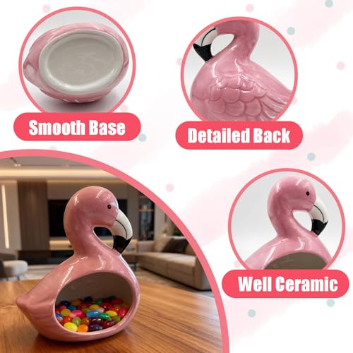 Flamingo Shaped Ceramic Bowl, Pink Tropical-Themed Storage Container, Versatile Organizer for Jewelry, Candy, Hair Ties, Keys