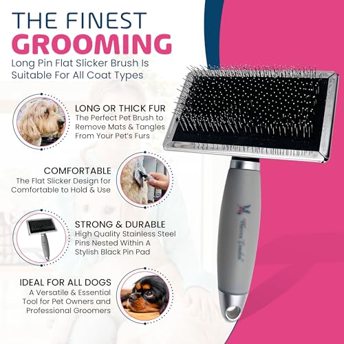 Warren London Gel Handle Slicker Brush for Dogs, Doodles & Long Coats, New & Improved Bristles - style: Gel Handle