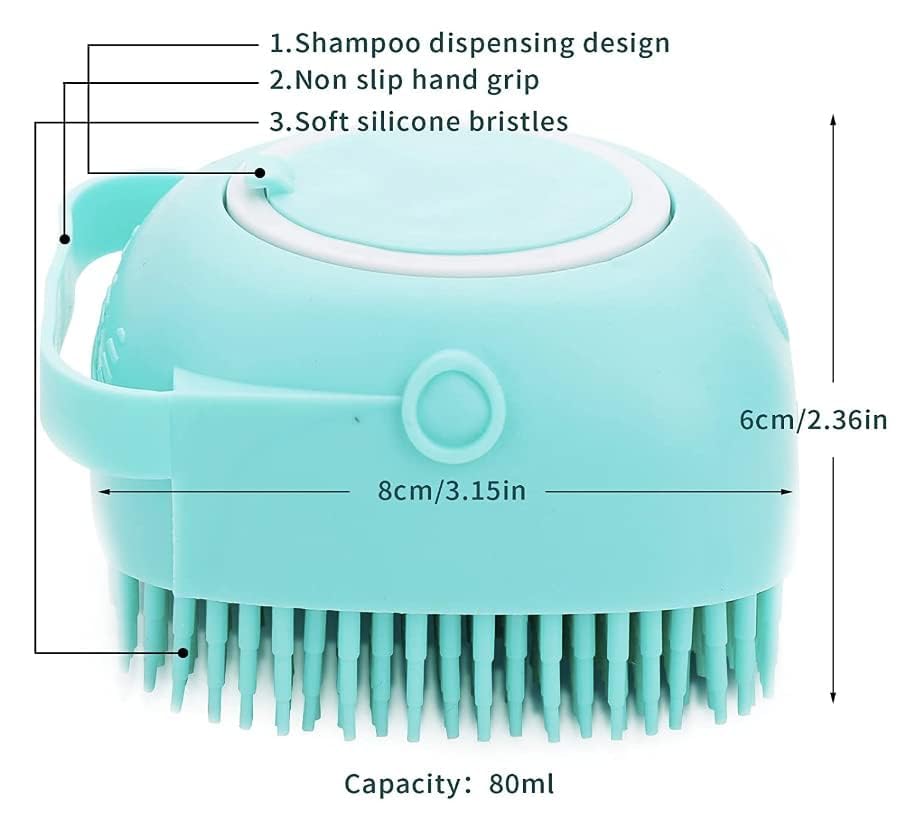 Pet Bath Massage Brush Puppy Dog Cat Grooming Soft soap Dispensing(Pink)