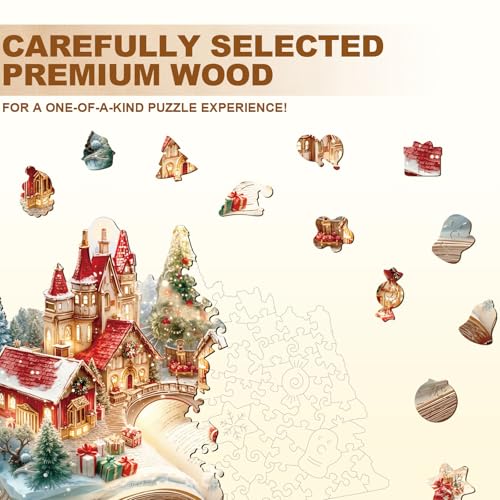 Christmas Magic Book Puzzles Adults Gifts Wooden 75 Pieces 8.5 * 6.8in - color: Christmas Magic Book, size: Small