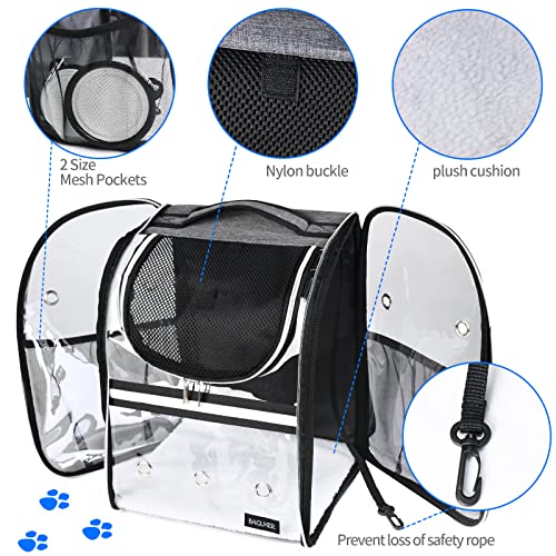 BAGLHER Cat Carrier Backpack, Airline Approved Pet Travel Carrier with Fleece Pad for Puppy and Small Animals - color: Grey2, size: Non-Expandable