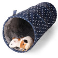 Rabbit Tunnel - Guinea Pig Tunnel, Guinea Pig Tube, 2-Way Small Pet Play Tube, Folds Flat for Storage, Ideal for Adult Small Pets, Dark Blue, Leaf Pattern - color: Dark Blue
