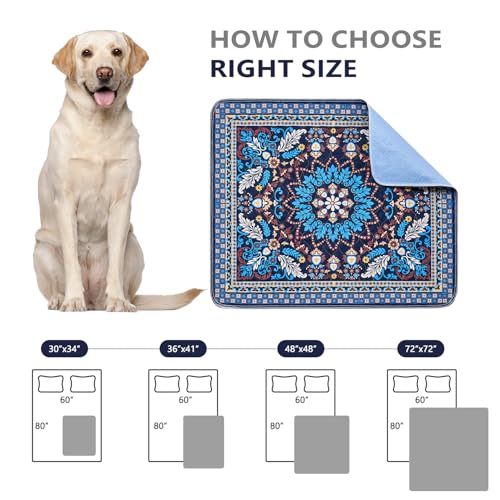 Washable Pee Pads, Super Absorbent Puppy Pads, 2 Pack 18"x24" | Reusable Dog Training Pads, Leakproof With Waterproof Non-Slip Backing For Crates, Floors, Indoor Potty & Furniture - color: Blue Medallion, size: 18"*24"(Pack of 2)