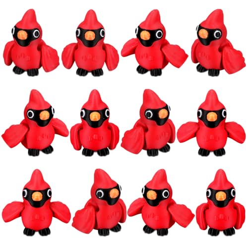 Honoson 12 Pcs 3D Printed Animals 5-7cm, Cardinal Bird | Articulated Fidget Animals, Flexible 3D Printed Figures for Stress Relief, Cute Mini Joints for Party Favors and Display - size: 5-7cm, style: Cardinal Bird