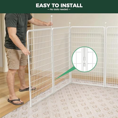 FXW Rollick Unleashed Dog Playpen for Indoor, Yard, RV Camping, 50 inch 16 Panels for Large Dogs, White│Patented | Easy setup, Heavy-duty, DIY layouts, for Ultra Large Dogs, Patented - color: White, size: 50"H