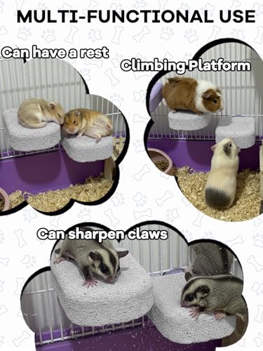 Lava Ledges for Rats 6 Pack Hamster Climbing Ledge Platform Pumice Ledge Shelf Pet Chewing Grinding Toys Small Animals Cage Accessories for Mouse Guinea Pig Gerbil Gray - color: Gray, size: 6 PCS 2.95 x 2.55 x 0.98 inches