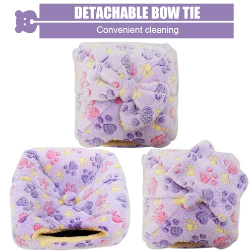 Small Animal Pet Bed, Sleeping House Habitat Nest for Guinea Pig Hamster Hedgehog Rat Chinchilla Hideout Bedding Snuggle Sack Cuddle Cup Cage Accessories with Removable Washable Mat (Purple) - color: Purple