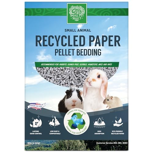 Small Pet Select Recycled Paper Pellet Bedding, Litter for Rabbit, Guinea Pig, Hamster, Bunny and Other Small Animals, 10lb | Absorbent Odor Control, Low Dust, Eco-Friendly, For Guinea Pigs, Hamsters, Bunnies, Chinchillas & Small Pets - size: 10 LBS