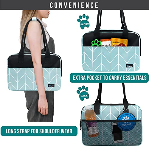 PetAmi Dog Purse Carrier for Small Dogs Cats, TSA Airline Approved Soft-Sided Pet Carrier with Pockets, Ventilated Travel Tote Bag with Bed & Shoulder Strap, Puppy Kitten, Max 12 lbs, Chevron Teal - color: Chevron Teal
