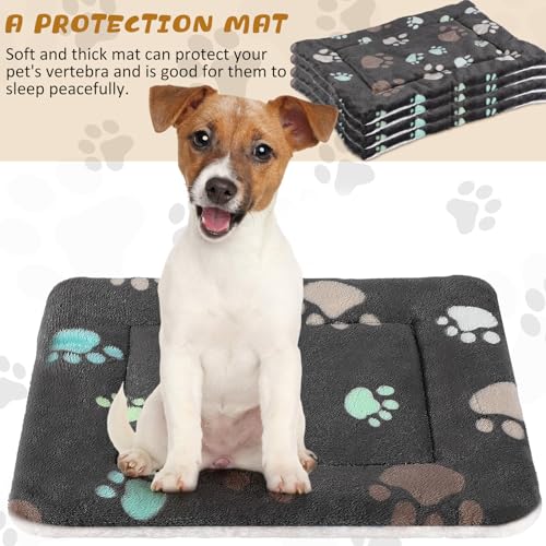 4 Pack Ultra Soft Dog Cat Bed Mat Small Animal Guinea Pig Bed with Cute Print Reversible Fleece Dog Crate Kennel Pad Cozy Washable Thickened Hamster Pet Beds Mat(23 x 18 Inches,Black) - color: Black, size: 23 x 18 Inches