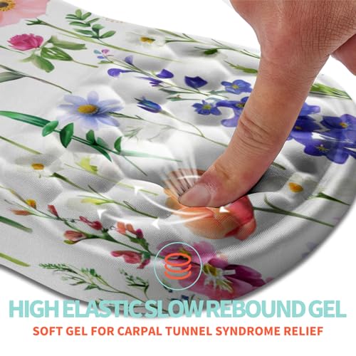 Ergonomic Mouse Pad Wrist Support with Memory Foam Massage Bulge, Carpal Tunnel Pain Relief Mousepad Wrist Rest for Mouse(12x8 inch, Flowers) - color: Kg038-flowers