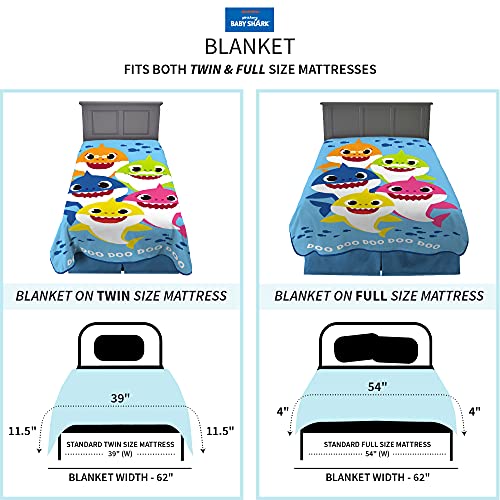 Franco Kids Bedding Super Soft Plush Micro Raschel Blanket, 62 in x 90 in, Baby Shark - color: Baby Shark, size: 62 in x 90 in