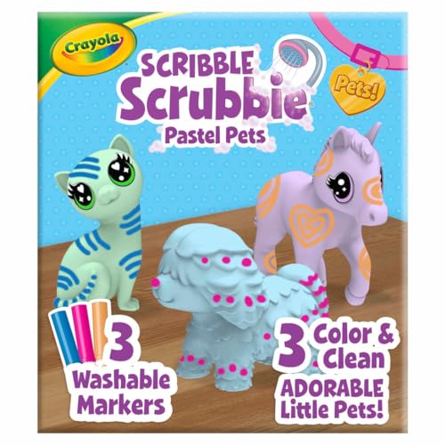 Crayola Scribble Scrubbie Pastel Pets (3ct), Grooming Animal Toy for Kids, Washable Animal Figurine, Kids Gift, Toys for Girls & Boys, 3+ - size: Small, style: Pastel Pets