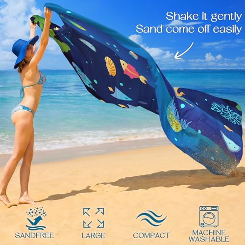 BYDOLL Beach Blanket Waterproof Sandproof,78''X81''/78''X110'' Large Sand Free Oversized Lightweight Sand Resistant Blanket, Picnic Mat for Beach Travel Camping Hiking Essentials - color: Undersea, size: 78''X81"