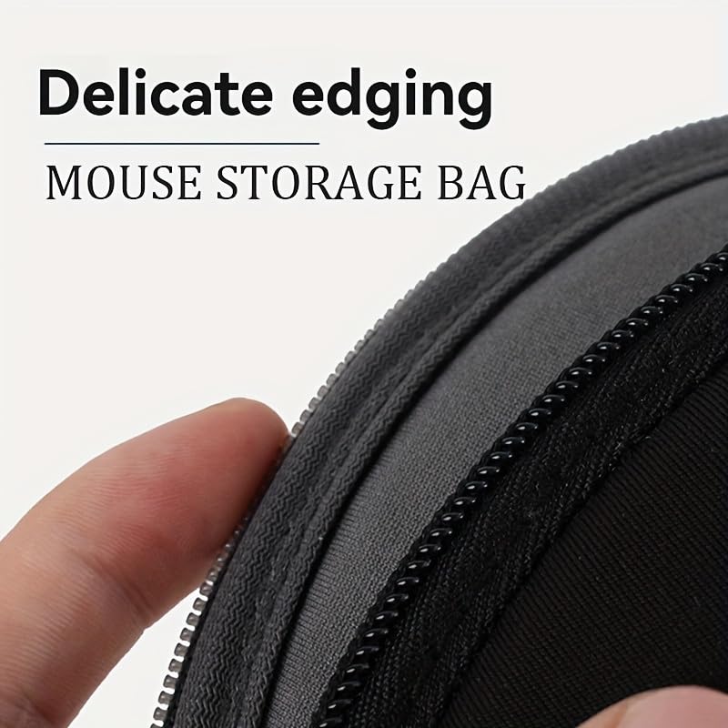 Portable Digital Storage Bag with Mouse Pad & Headphone Pouch Multifunctional Organizer for Travel Data Cables and Accessories (Black)