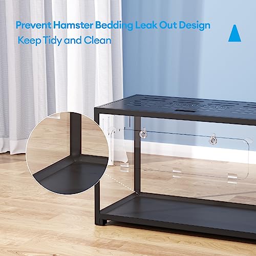 BUCATSTATE Hamster Cage 2.0, Large Hamster Enclosure (31in, Black) | Stackable 3.84 ft² Large Habitats with Deep Beddiing Base, Sturdy Aluminum Frame, Front and Top Access, Easy Assemble - color: Black, size: 31.4"L x 17.6"W x 20.6"H