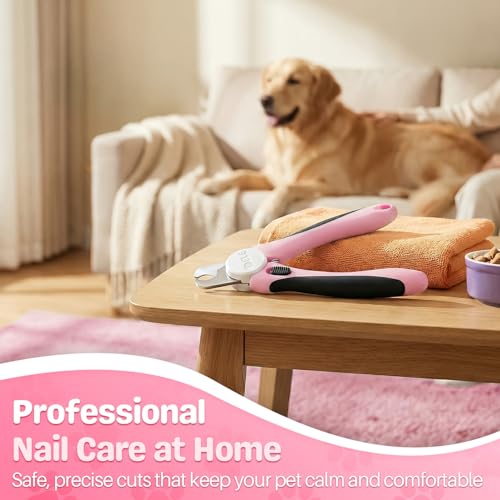 Flexzion Dog Nail Clippers and Cat Nail Trimmer with Safety Guard, Pink | Pet Nail Clippers with a 3.5 mm Stainless Steel Blade for Grooming Puppies, Indoor Cats and Small, Medium or Large Dog Breeds - color: Pink