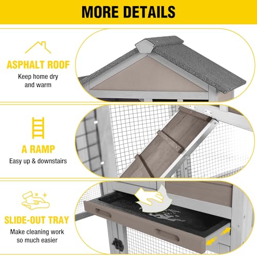 Aivituvin Large Rabbit Hutch Indoor Bunny Cage Outdoor with Run Chicken Coop Guinea Pig House with Waterproof Asphalt Roof,No Leakage Pull Out Tray (103.2" L x 25.2" W x 36.2" H,Brown-2 Sets) - color: Brown, size: 103.2" - 2 Sets