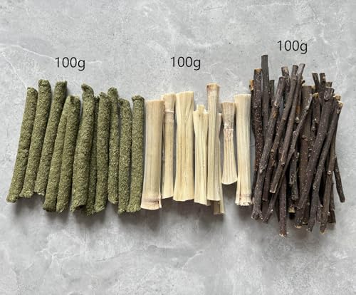Bamboo Apple Sticks for Chinchillas Hamster Mouse Gerbil Bunny Pet Rat Guinea Pig Rabbit Chew Wood Timothy Hay Sticks Enrichment Toys for Teeth Supply Treats Snacks for Boredom Indoor