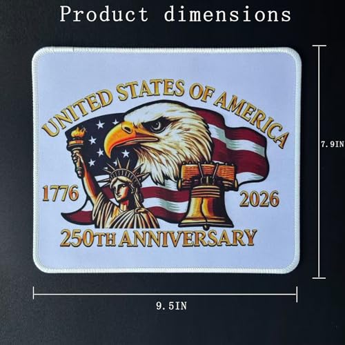 250 Anniversary Mouse Pad,Eagle and USA Flag Design - color: White