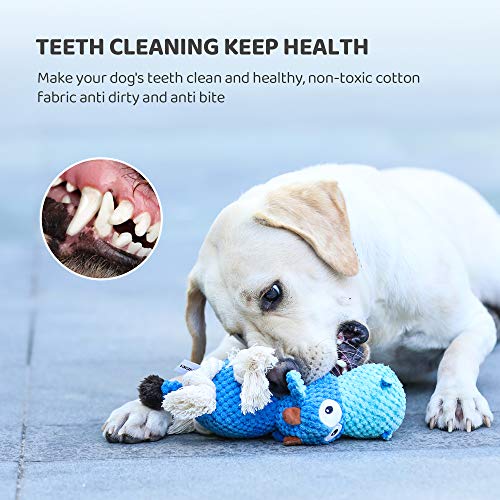 IOKHEIRA Dog Plush Toy for Large Aggressive Chewers,Indestructible Dog Squeaky Toys,Stuffed Animals Toys with Cotton Material and Crinkle Paper,Durable Chewing Toys (Royal Blue, Cattle) - color: Royal Blue