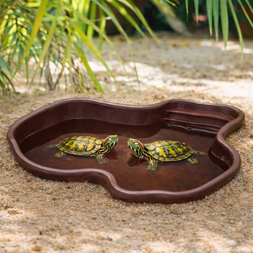 Petmolico Large Reptile Water Dish Non-Slip Bottom Habitat Accessories | For Turtle, Tortoise, Lizard, Gecko, Snake & Bearded Dragon