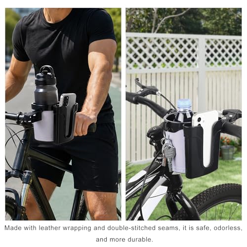 Bike Cup Holder, Motorbike Handlebar Drink Bottle Cage with Cell Phone & Key Holders, Universal Water Bottle Cage Beverage Holder for Most Motorcycles Scooters Bikes (Black & Gray) - color: Black & Gray