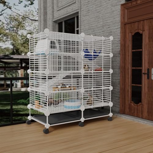 STILLCOVE 4-Tier Guinea Pig Cages Indoor: Small Animal Playpen with Trays | with Platforms and Ramps, Universal Wheels, C&C Pet Enclosure for Rabbit, Bunny, Hamster, Rat, Chinchilla, Hedgehog, Rodent - size: XL - 28.7" x 14.6" x 34.2"