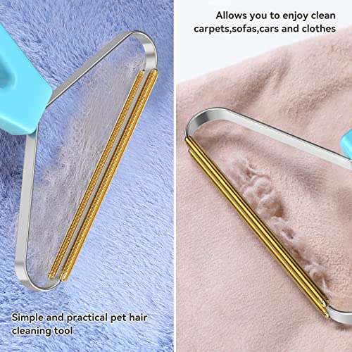 Pet Hair Remover Carpet Rake, Dog & Cat Hair Remover, Carpet Scraper | Pet Hair Removal Tool, Fabric Shaver, Lint Remover, Carpet Brush, Rugs, Couch, Furniture, Car, Pet Towers - color: Blue and Dark Blue