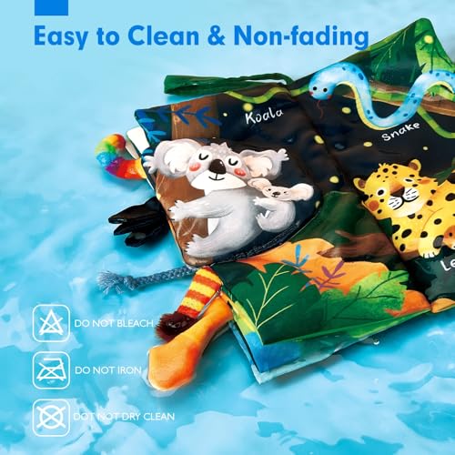 hahaland Baby Books 0-6 Months,Infant Tummy Time Toy Sensory Toys | 6 to 12 Months Touch Feel Book Travel Toy Gifts for Boy Girl 0-3 Month Baby Shower Birthday Easter Basket Stuffers 1PCS - style: A - Jungle - 1 Book