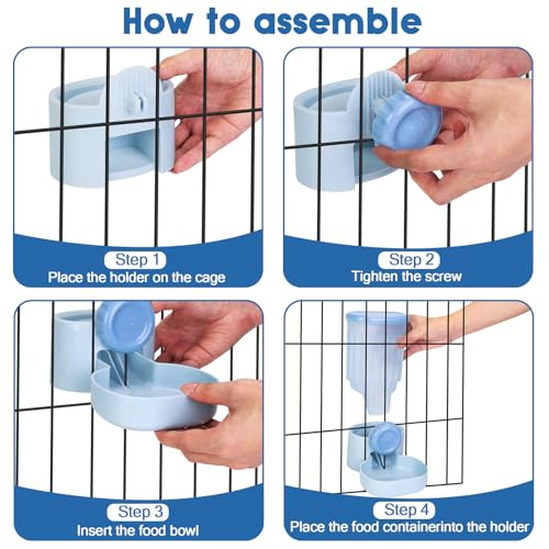35oz Rabbit Feeder Guinea Pig Water Bottle,Hanging Automatic Food Water Dispenser,Food Feeder for Ferret Guinea Pig Rabbit Cat Bunny Cage Accessories - color: Blue
