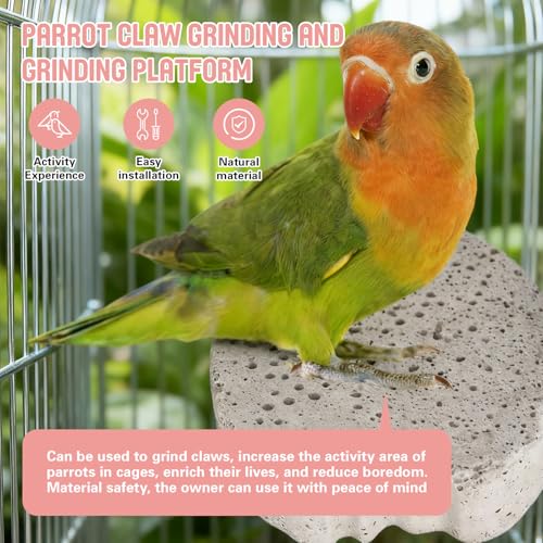 4PCS Bird Beak Grinding Stone,Bird Parrot Cage Perch Stand Platform Foot Claws Trimmer Chewing Toys,Washable Cage Furniture for Small Medium Bird,Budgies, Parakeets, Cockatiels, Conures(Pumice)