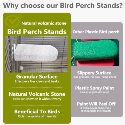 4PCS Bird Beak Grinding Stone,Parrot Perch Stands,Parakeets Platform Chewing Toys Calcium Pumice Lava Foot Claws Trimmer Climbing Ledge for Cockatiel Budgie Conure Lovebird(L,Grey) - color: 4Pack Grey | L