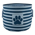 Bone Dry Pet Storage Collection Striped Paw Patch Bin, Dark Navy, Small Round - color: Dark Navy, size: Small Round