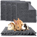 4 Pcs Guinea Pig Cage Liner 12 x 12 Inch Washable Shaggy Chenille Pee Pads Pet Dog Cat Bedding Training Mat Reusable for Small Animals Puppy Bunny Hamster Chinchilla - color: Dark Gray, size: 12 x 12 Inch, style: Shaggy Chenille