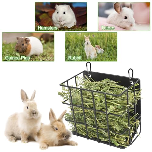 Rabbit Hay Feeder with Heavy-Duty Metal Frame Rabbit Hay Holder, Bunny Hay Feeder Guinea Pig Hay Holder,for Rabbits Guinea Pigs Bunny Chinchillas and Small Animals (Black) - color: Black, size: 1 piece