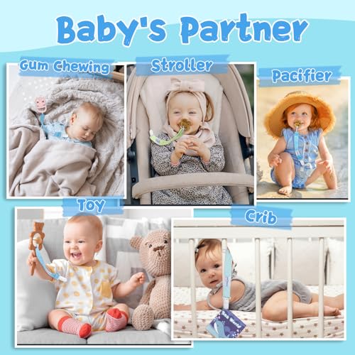 babygoal Pure Color Pacifier Clips, 6 Pack Binky Paci Holder Clips Leashes Fits for Most Baby Pacifiers and Binkies - color: Pure girl color