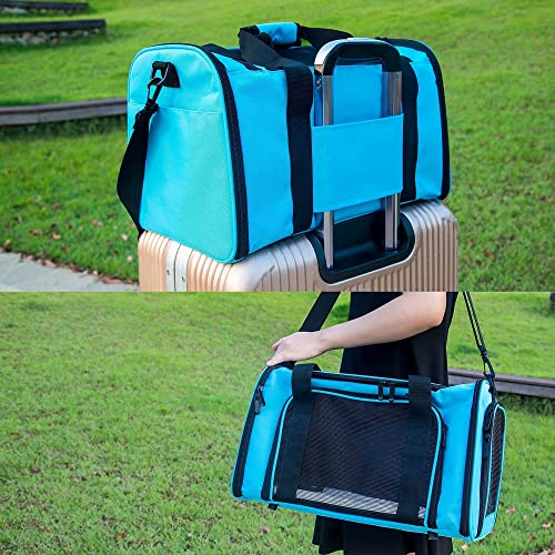 Soft Sided Carrier for Small Medium Cats Dogs,TSA Airline Approved Collapsible Travel Pet Carrier Medium Blue - color: Blue, size: Medium