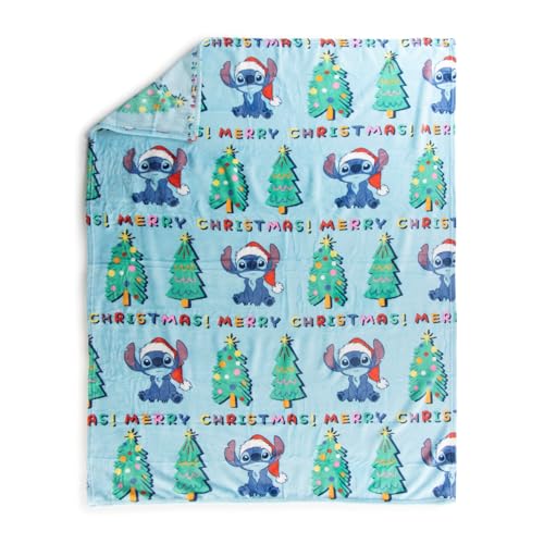 Jay Franco Kids Christmas Hugger Set – 12" Plush Pillow Buddy & 46" x 60" Fleece Throw Blanket, Ultra-Soft Bedding & Travel Set, Holiday Bedroom & Couch Décor, Blue - Stitch - color: Blue - Stitch
